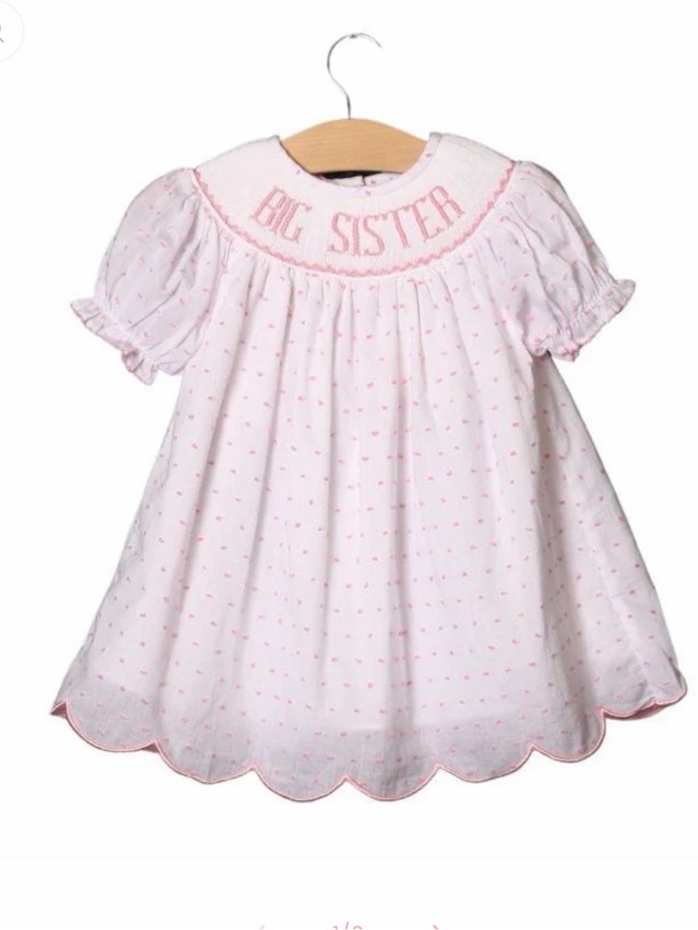 Big Sister Pink Smocked Short-Sleeve Dress Size 12 Months